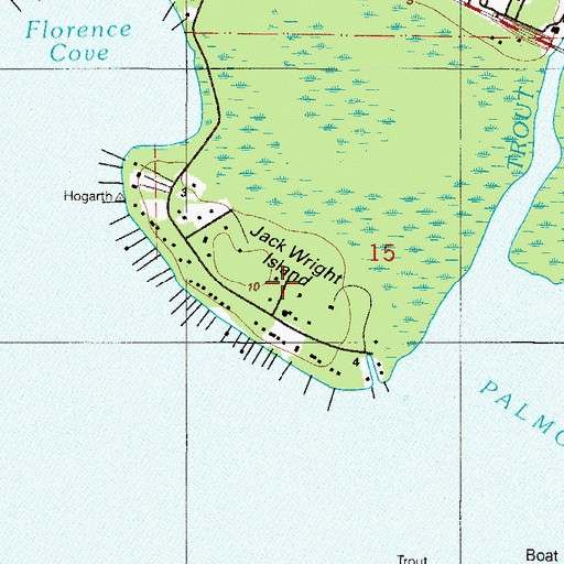 Topographic Map of Jack Wright Island, FL