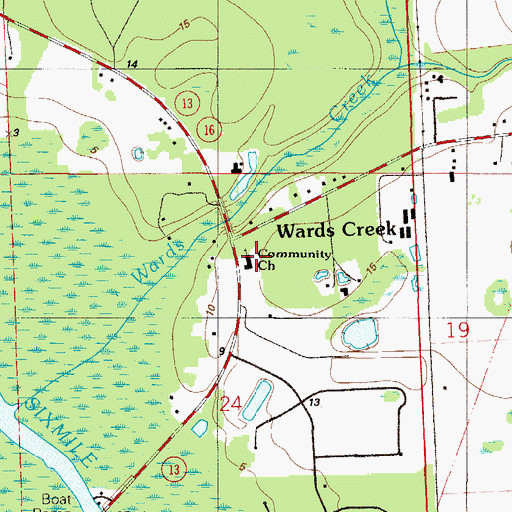 Topographic Map of Wards Creek Community Church, FL