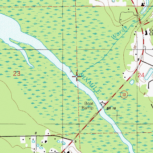 Topographic Map of Wards Creek, FL