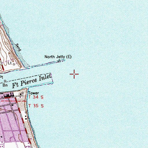Topographic Map of Fort Pierce Inlet Entrance Range, FL