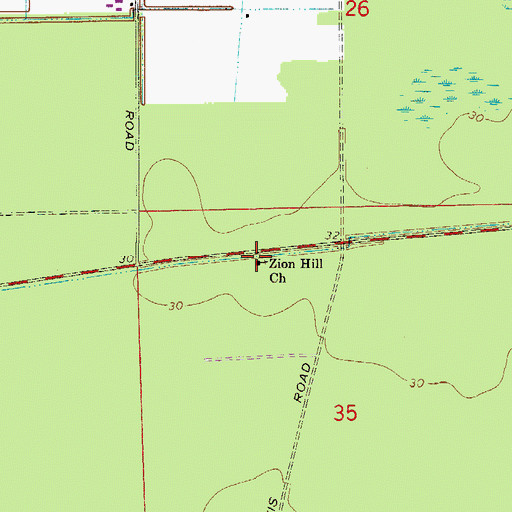 Topographic Map of Zion Hill Church, FL