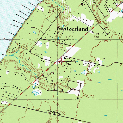 Topographic Map of Switzerland Community Church, FL
