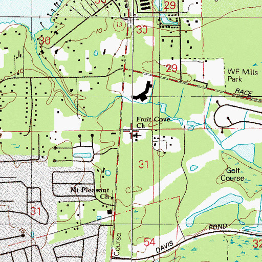 Topographic Map of Fruit Cove Baptist Church, FL
