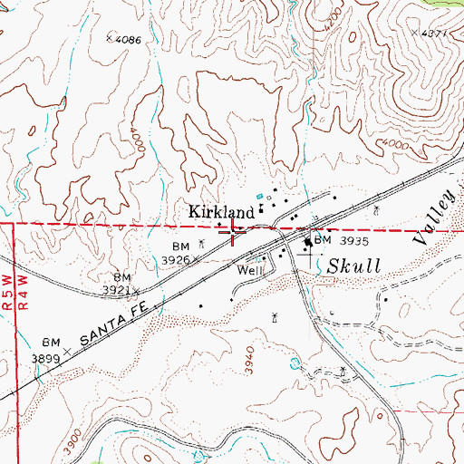 Topographic Map of Kirkland, AZ