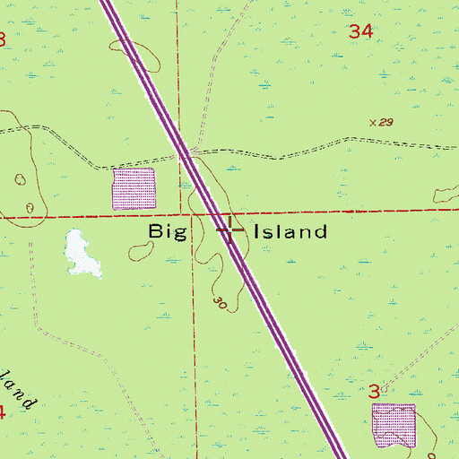 Topographic Map of Big Island, FL
