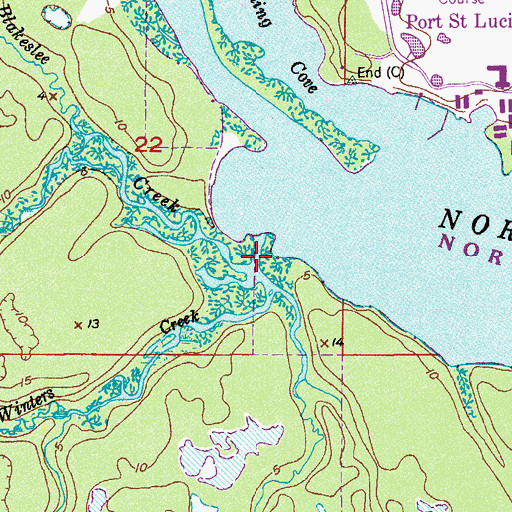 Topographic Map of Blakeslee Creek, FL
