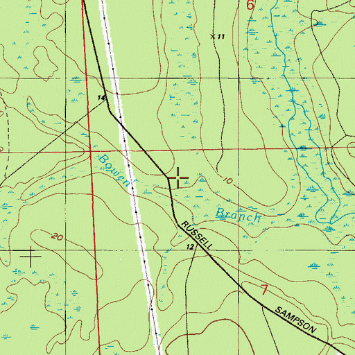 Topographic Map of Bowen Branch, FL