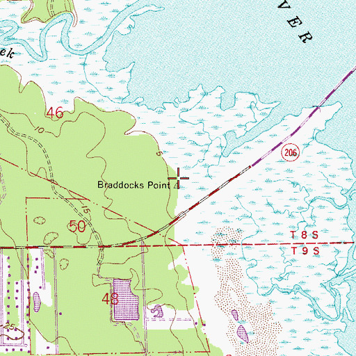 Topographic Map of Braddocks Point, FL