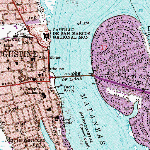 Topographic Map of Bridge of Lions, FL