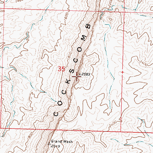 Topographic Map of The Cockscomb, AZ