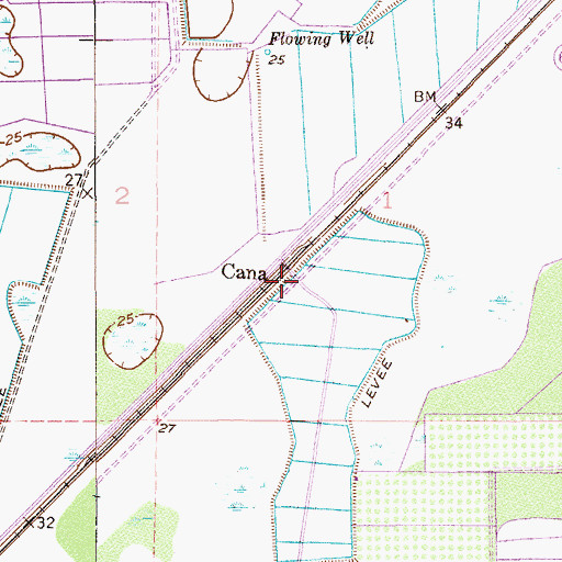 Topographic Map of Cana, FL