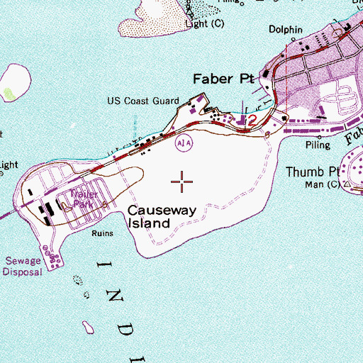 Topographic Map of Causeway Island, FL
