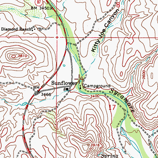 Topographic Map of Kitty Joe Canyon, AZ
