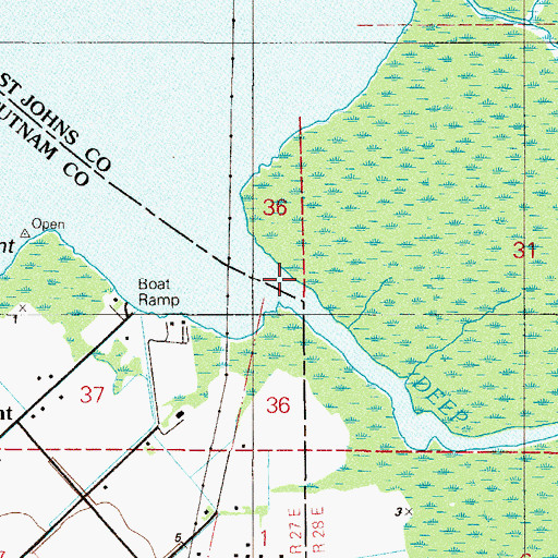 Topographic Map of Deep Creek, FL