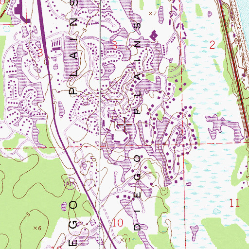 Topographic Map of Diego Plains, FL