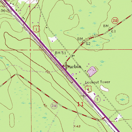 Topographic Map of Durbin, FL
