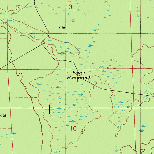 Topographic Map of Fever Hammock, FL