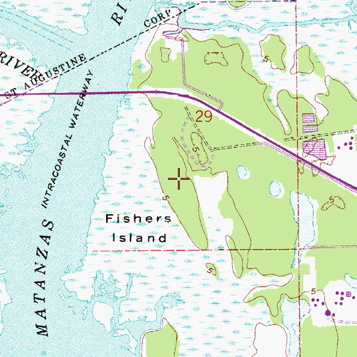Topographic Map of Fishers Island, FL