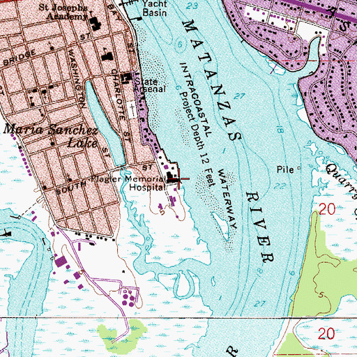 Topographic Map of Flagler Memorial Hospital, FL