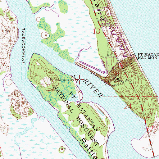 Topographic Map of Fort Matanzas, FL