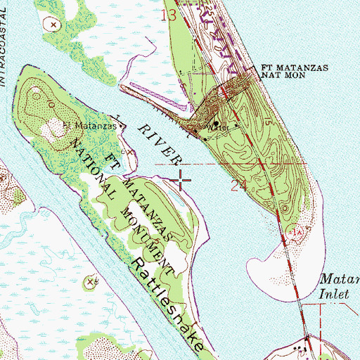 Topographic Map of Fort Matanzas National Monument, FL