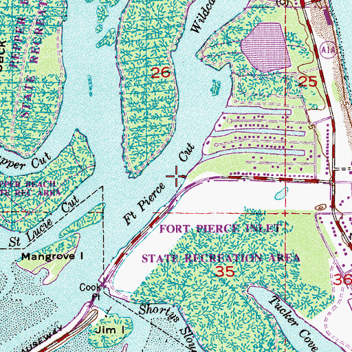 Topographic Map of Fort Pierce Cut, FL
