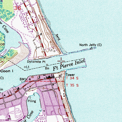 Topographic Map of Fort Pierce Inlet, FL