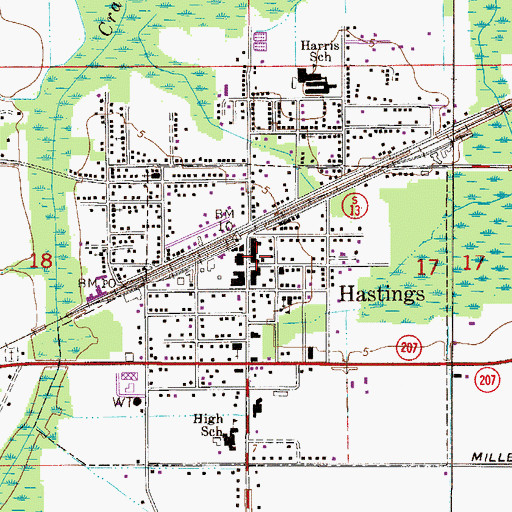 Topographic Map of Hastings, FL