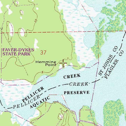 Topographic Map of Hemming Point, FL