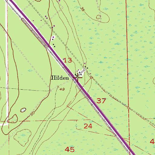 Topographic Map of Hilden, FL