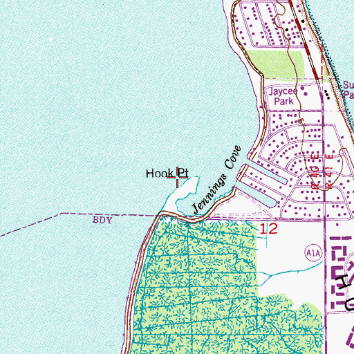 Topographic Map of Hook Point, FL