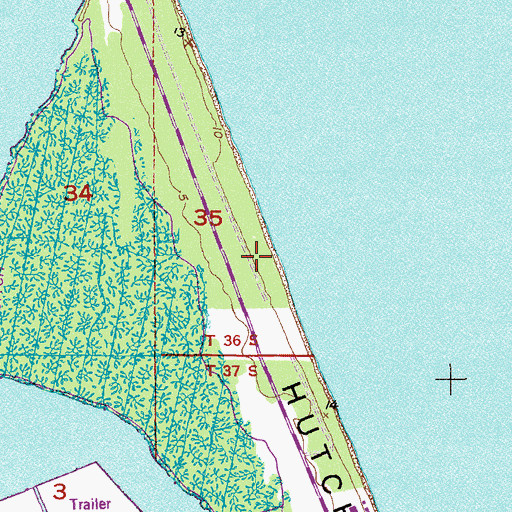 Topographic Map of Hutchinson Island, FL
