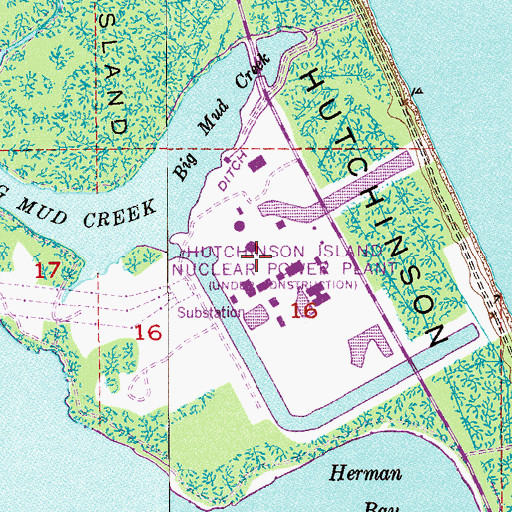 Topographic Map of Hutchinson Island Nuclear Power Plant, FL