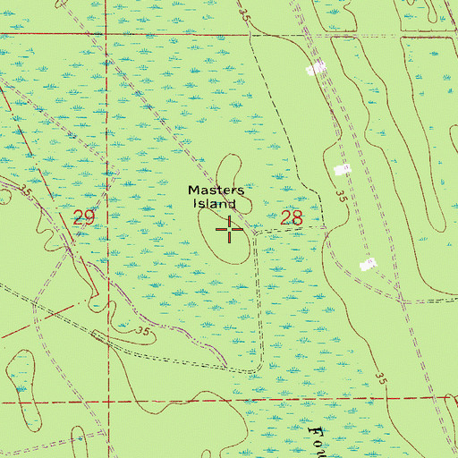Topographic Map of Masters Island, FL