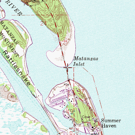 Topographic Map of Matanzas Inlet, FL