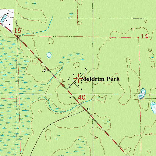 Topographic Map of Meldrim Park, FL