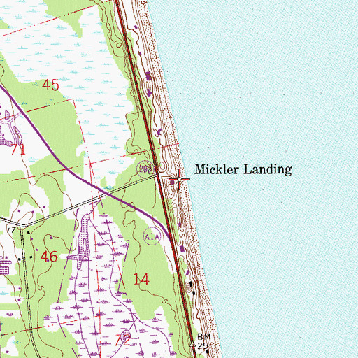 Topographic Map of Mickler Landing, FL