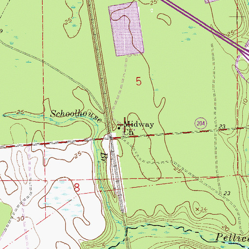 Topographic Map of Midway Church, FL