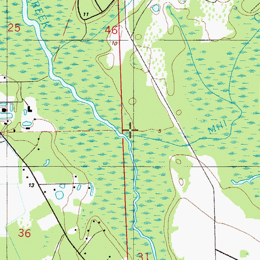 Topographic Map of Mill Creek, FL