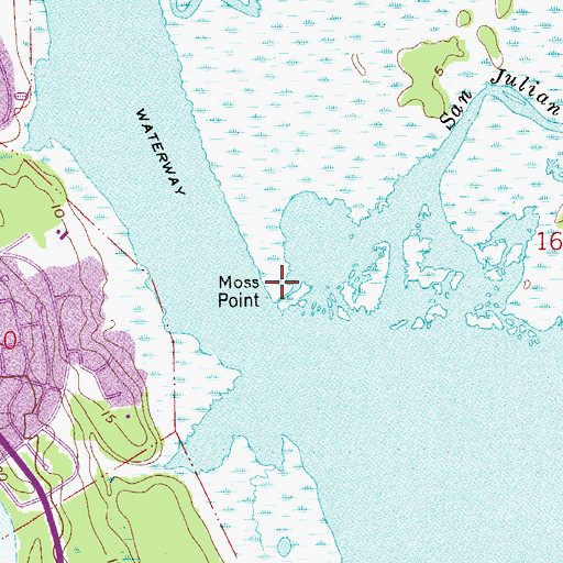 Topographic Map of Moss Point, FL