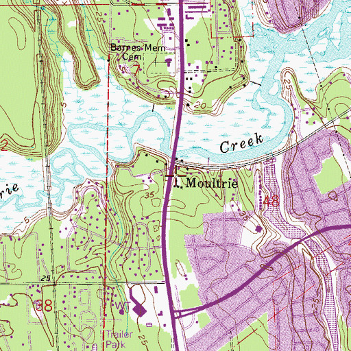 Topographic Map of Moultrie, FL