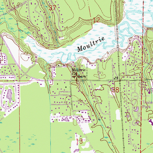 Topographic Map of Moultrie Church, FL
