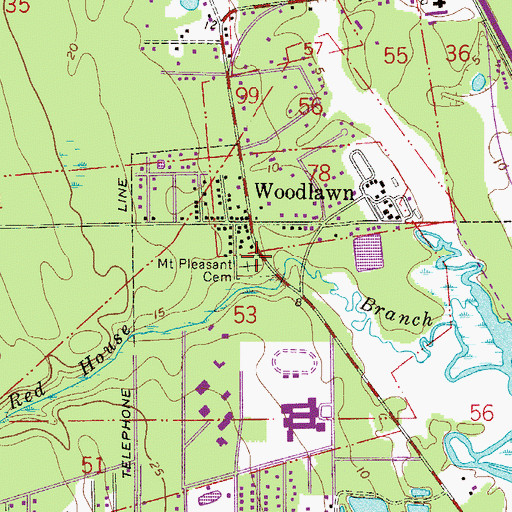 Topographic Map of Mount Pleasant Cemetery, FL