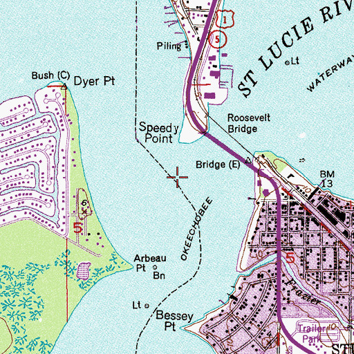 Topographic Map of North Fork Saint Lucie River, FL