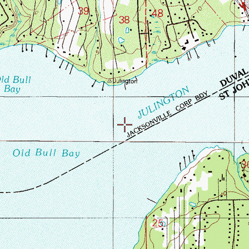 Topographic Map of Old Bull Bay, FL