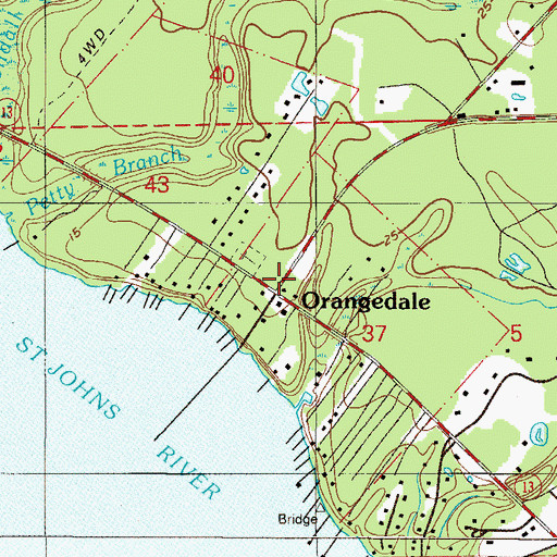 Topographic Map of Orangedale, FL