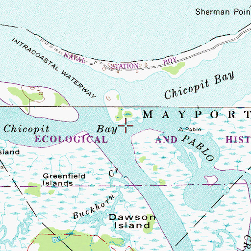 Topographic Map of Pablo Creek, FL