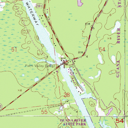 Topographic Map of Palm Valley Bridge, FL