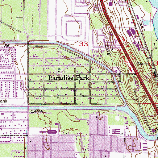 Topographic Map of Paradise Park, FL
