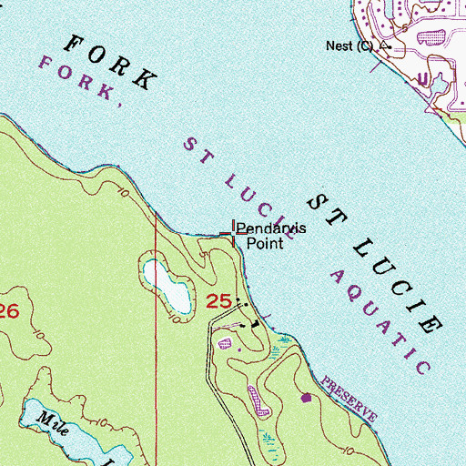 Topographic Map of Pendarvis Point, FL